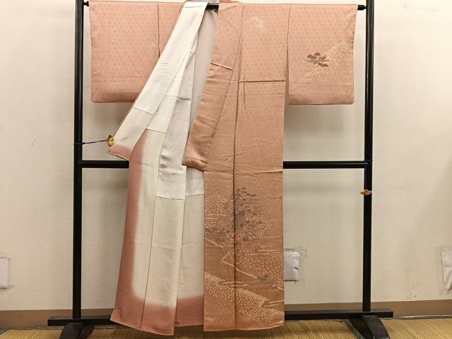 平和屋着物■訪問着 絞り スワトウ刺繍 御所車花文 金彩 正絹 逸品 BAAW6957mz