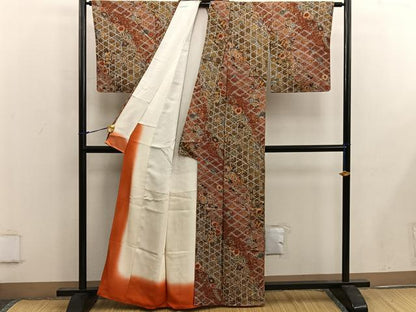 平和屋着物■上質な小紋 菊花文 金彩 正絹 逸品 BAAW6960mz