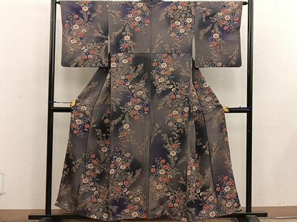 平和屋着物■上質な小紋　菊花文　金彩　正絹　逸品　BAAW6964mz