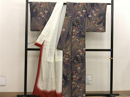 平和屋着物■上質な小紋　菊花文　金彩　正絹　逸品　BAAW6964mz