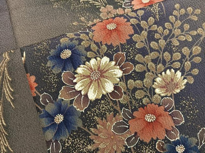 平和屋着物■上質な小紋　菊花文　金彩　正絹　逸品　BAAW6964mz