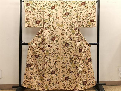 平和屋着物■上質な小紋　枝花文　正絹　逸品　BAAW6967mz