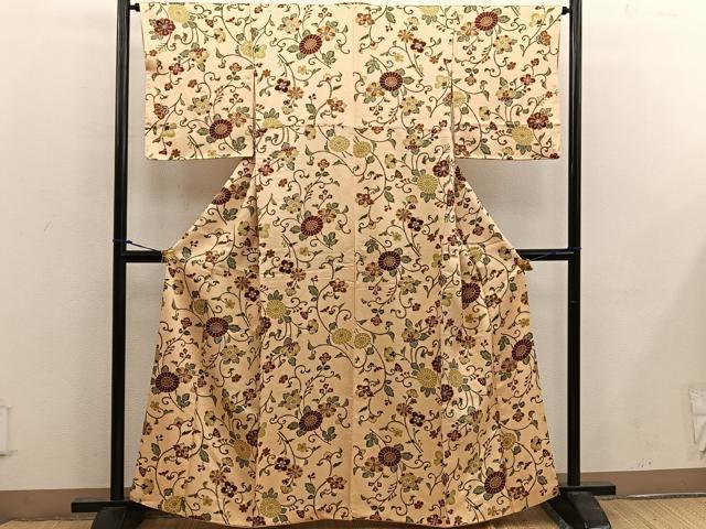 平和屋着物■上質な小紋　枝花文　正絹　逸品　BAAW6967mz