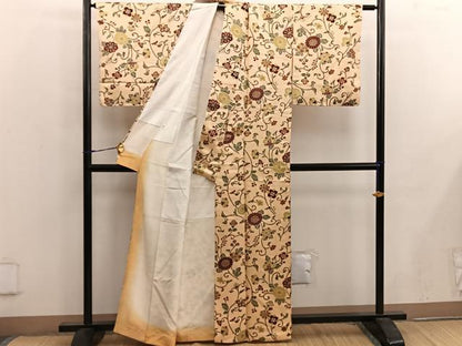平和屋着物■上質な小紋　枝花文　正絹　逸品　BAAW6967mz