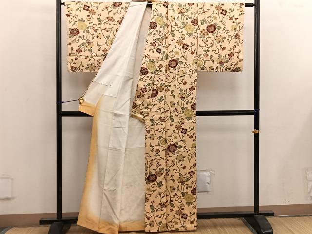 平和屋着物■上質な小紋　枝花文　正絹　逸品　BAAW6967mz