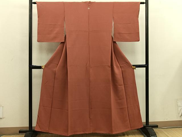 平和屋着物■上質な色無地　赤丹色　正絹　逸品　BAAW6970mz