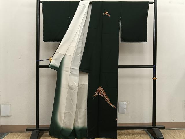 平和屋着物■色留訪問着 総刺繍 駒刺繍 松 金糸 正絹 逸品 BAAW6979mz