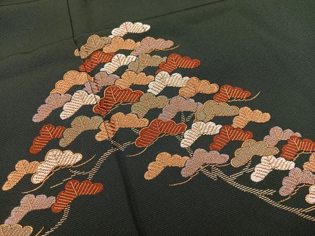 平和屋着物■色留訪問着 総刺繍 駒刺繍 松 金糸 正絹 逸品 BAAW6979mz