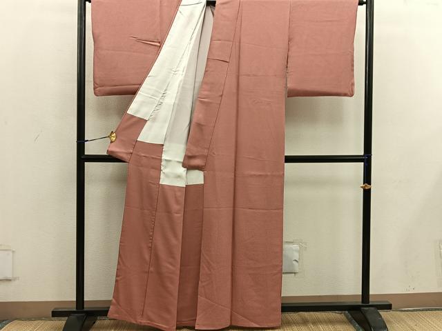 平和屋着物■上質な色無地 纁色 正絹 逸品 BAAW6980mz