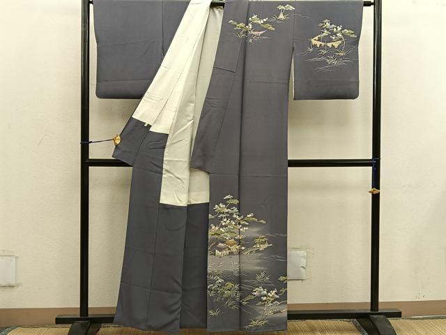 平和屋着物■訪問着 作家物 風景花文 正絹 逸品 BAAW6982mz