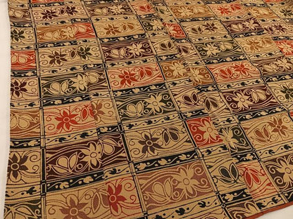 平和屋着物■上質な小紋 型染め 横段花文 鬼しぼ縮緬 正絹 逸品 BAAW6987mz