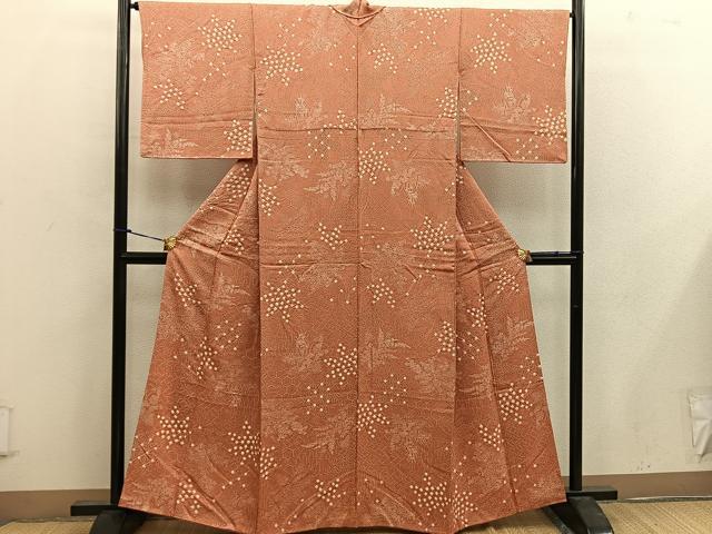 平和屋着物■上質な小紋 絞り 草花文 正絹 逸品 BAAW6988mz