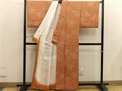 平和屋着物■上質な小紋 絞り 草花文 正絹 逸品 BAAW6988mz