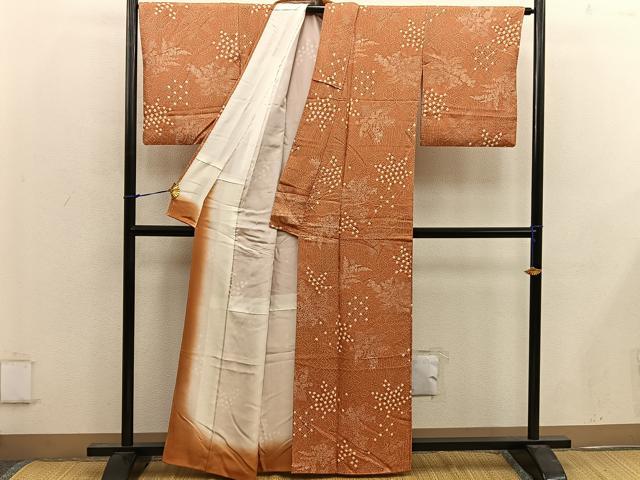 平和屋着物■上質な小紋 絞り 草花文 正絹 逸品 BAAW6988mz