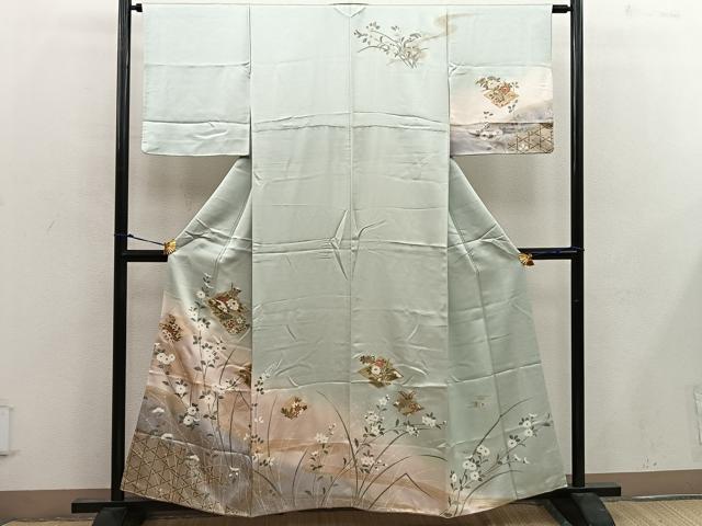 平和屋着物■訪問着 松皮菱花文 暈し染め 金彩 正絹 逸品 BAAW6989mz