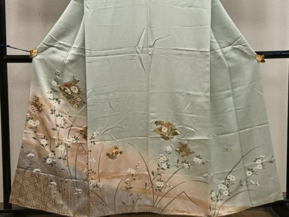 平和屋着物■訪問着 松皮菱花文 暈し染め 金彩 正絹 逸品 BAAW6989mz