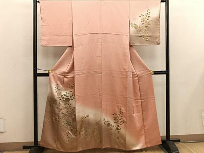 平和屋着物■訪問着 草花文 暈し染め 金彩 正絹 逸品 BAAW6996mz