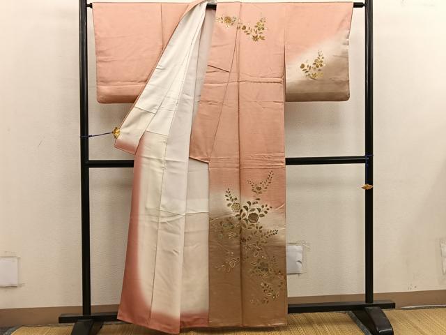 平和屋着物■訪問着 草花文 暈し染め 金彩 正絹 逸品 BAAW6996mz