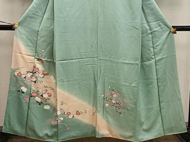 平和屋着物■訪問着 貝桶花文 暈し染め 正絹 逸品 BAAW7000mz