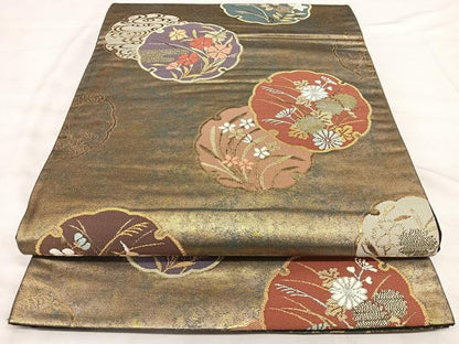 平和屋着物◎六通柄袋帯 瑞祥錦 金糸 引箔 正絹 逸品 BAAW7006qw