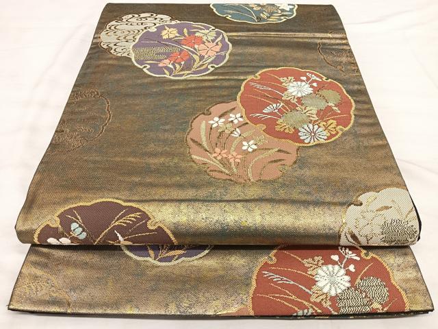 平和屋着物◎六通柄袋帯 瑞祥錦 金糸 引箔 正絹 逸品 BAAW7006qw