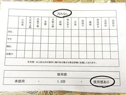 平和屋着物◎佐賀錦　六通柄袋帯　束ね熨斗　金糸　正絹　逸品　BAAW7016qw