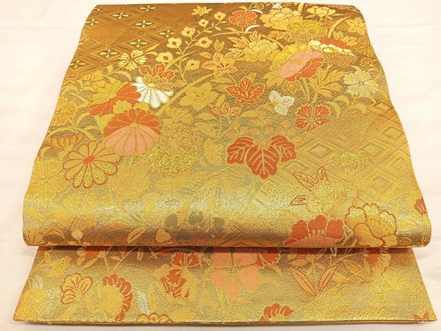 平和屋着物◎六通柄袋帯 唐織 草花文 金銀糸 正絹 逸品 BAAW7028qw