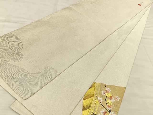 平和屋着物◎太鼓柄袋帯　作家物　綴れ　作家物　破れ色紙風景文　金銀彩　正絹　逸品　BAAW7033qw