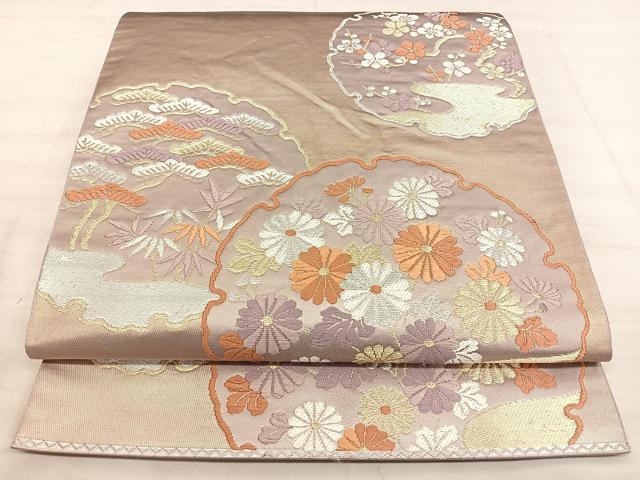 平和屋着物◎六通柄袋帯　唐織　双寿錦　雪輪菊花文　金銀糸　正絹　逸品　BAAW7052qw