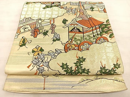 平和屋着物◎六通柄 京袋帯 洛中洛外図 金糸 正絹 逸品 BAAW7076qw