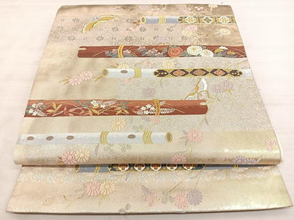 平和屋着物◎六通柄袋帯 秋風の音 金銀糸 引箔 正絹 逸品 BAAW7081qw