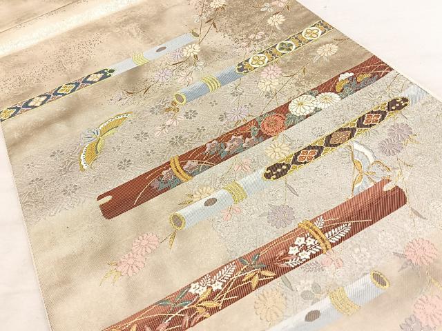 平和屋着物◎六通柄袋帯 秋風の音 金銀糸 引箔 正絹 逸品 BAAW7081qw