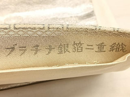 平和屋着物◎六通柄袋帯　唐織　風景文　プラチナ銀箔二重織　正絹　逸品　BAAW7089qw