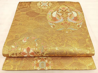 平和屋着物◎六通柄袋帯 唐織 花鳥唐草文 金銀糸 正絹 逸品 BAAW7092qw