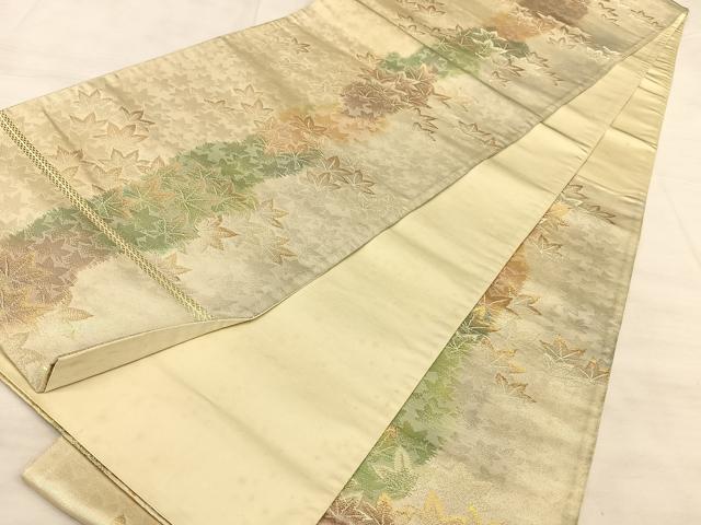 平和屋着物◎六通柄袋帯　楓文　金糸　正絹　逸品　BAAW7099qw