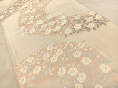 平和屋着物◎六通柄袋帯 枝花文 銀糸 正絹 逸品 BAAW7101qw