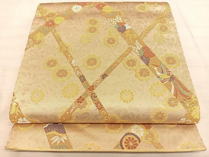 平和屋着物◎六通柄袋帯　唐織　綾小紋　金銀糸　正絹　逸品　BAAW7104qw