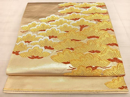 平和屋着物◎六通柄袋帯　唐織　枝松文　金銀糸　正絹　逸品　BAAW7107qw