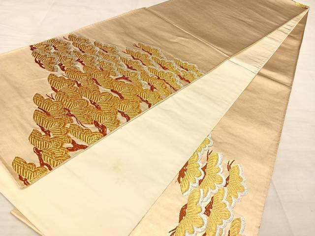 平和屋着物◎六通柄袋帯　唐織　枝松文　金銀糸　正絹　逸品　BAAW7107qw