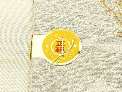 平和屋着物◎六通柄袋帯 孔雀文 金銀糸 正絹 逸品 BAAW7110qw