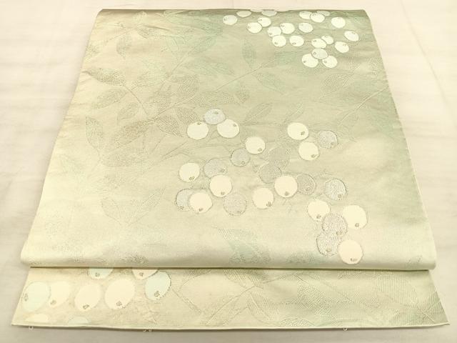 平和屋着物◎六通柄袋帯 南天文 金銀糸 正絹 逸品 BAAW7112qw