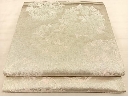 平和屋着物◎全通柄袋帯 佐賀つづれ織 花丸文 銀糸 正絹 逸品 BAAW7116qw