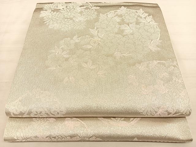 平和屋着物◎全通柄袋帯 佐賀つづれ織 花丸文 銀糸 正絹 逸品 BAAW7116qw