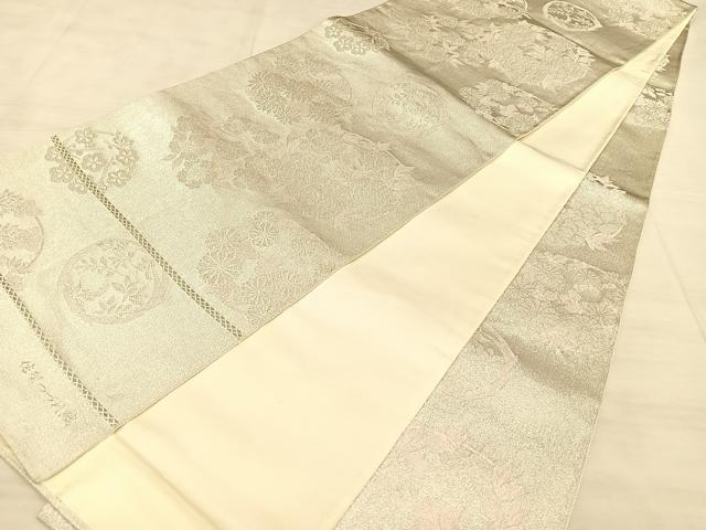 平和屋着物◎全通柄袋帯 佐賀つづれ織 花丸文 銀糸 正絹 逸品 BAAW7116qw