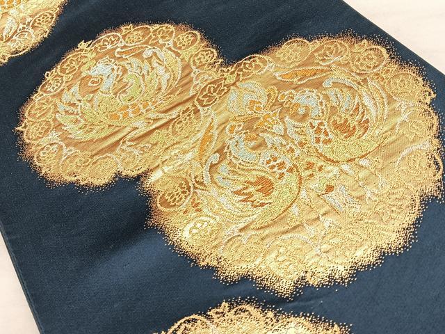 平和屋着物◎六通柄袋帯　向かい鳥丸文　金銀糸　正絹　逸品　BAAW7117qw
