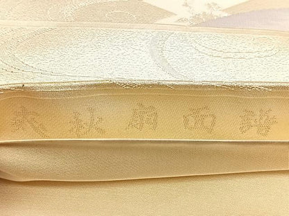 平和屋着物◎六通柄袋帯　唐織　爽秋扇面譜　銀糸　正絹　逸品　BAAW7118qw