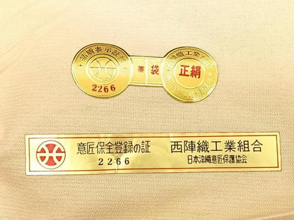 平和屋着物◎西陣　六通柄袋帯　京洛百景　清水　金糸　証紙付き　正絹　逸品　BAAW7126qw
