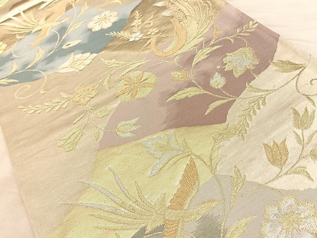 平和屋着物◎六通柄袋帯 花鳥文 金銀糸 正絹 逸品 BAAW7130qw