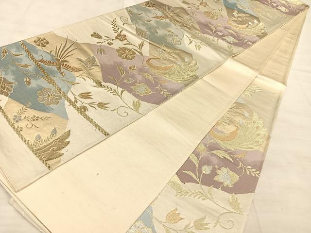 平和屋着物◎六通柄袋帯 花鳥文 金銀糸 正絹 逸品 BAAW7130qw