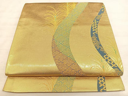 平和屋着物◎六通柄袋帯　流水寿松文　正絹　逸品　BAAW7133qw